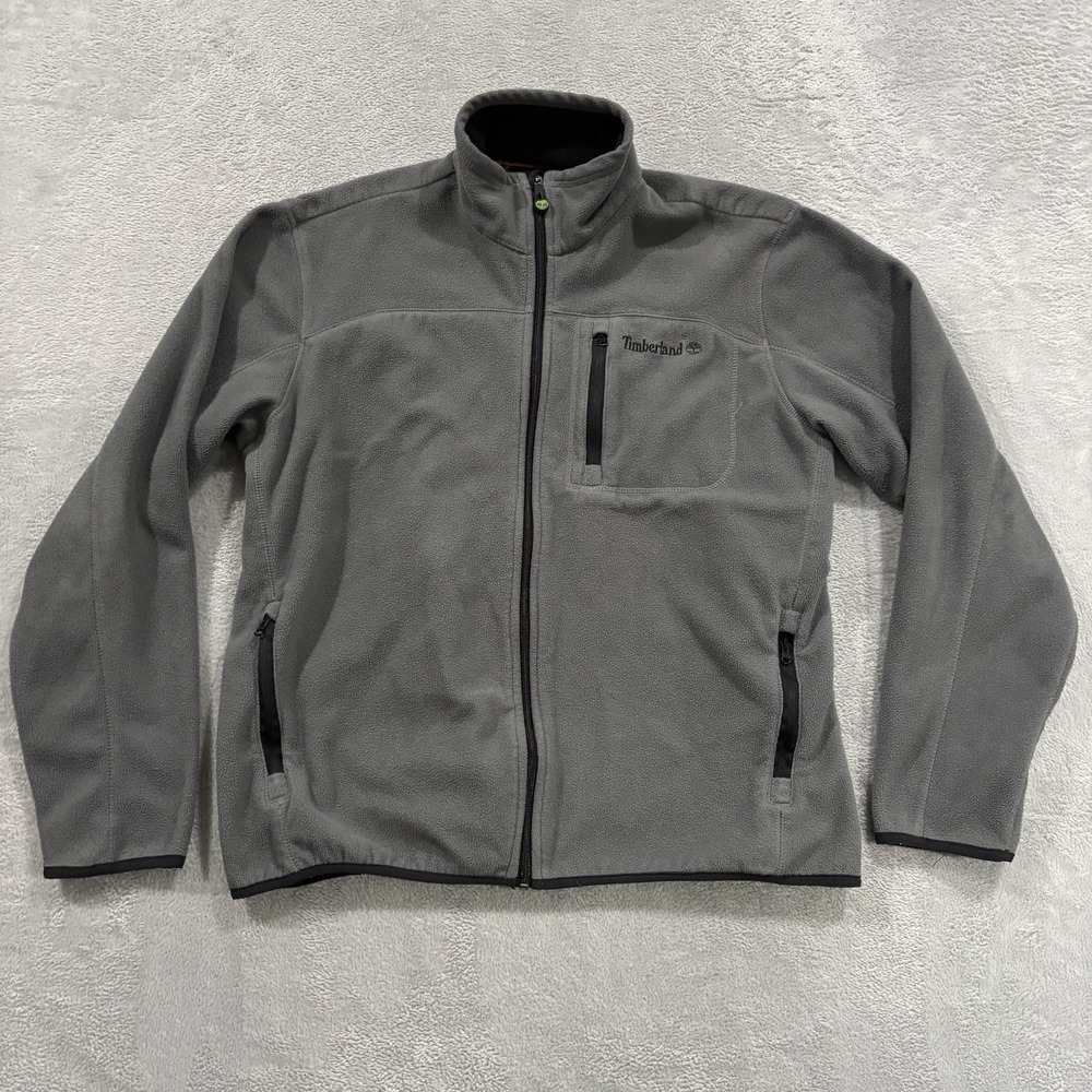 Timberland Full Zip Jacket Men Large Gray Fleece Activewear
